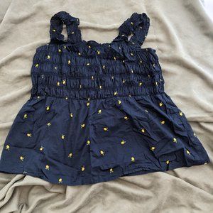 Navy Blue Tank Top with Lemon Print by Lane Bryant Size 16